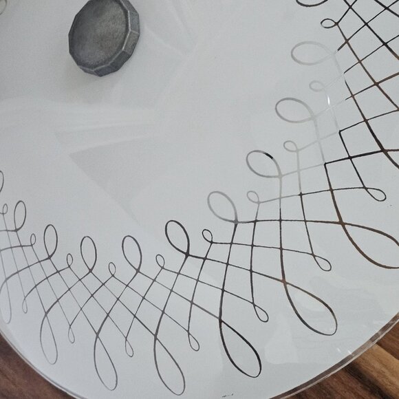 VTG John Virden Flush Mount Ceiling Light Glass White Swirls 13" Mid-century MCM - Picture 2 of 11